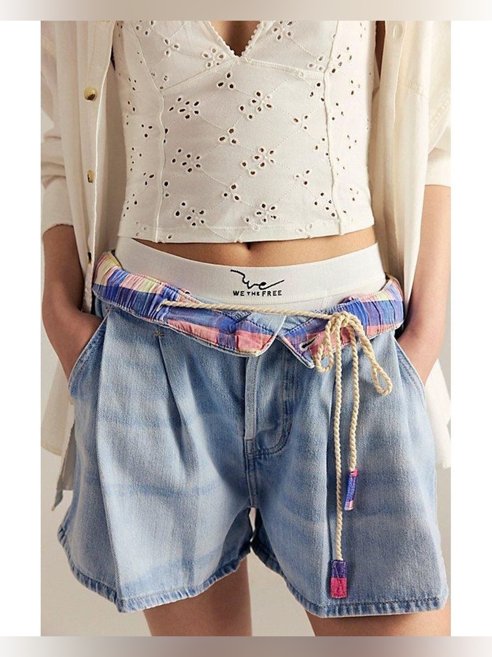 We The Free Clark Pleated Denim Shorts